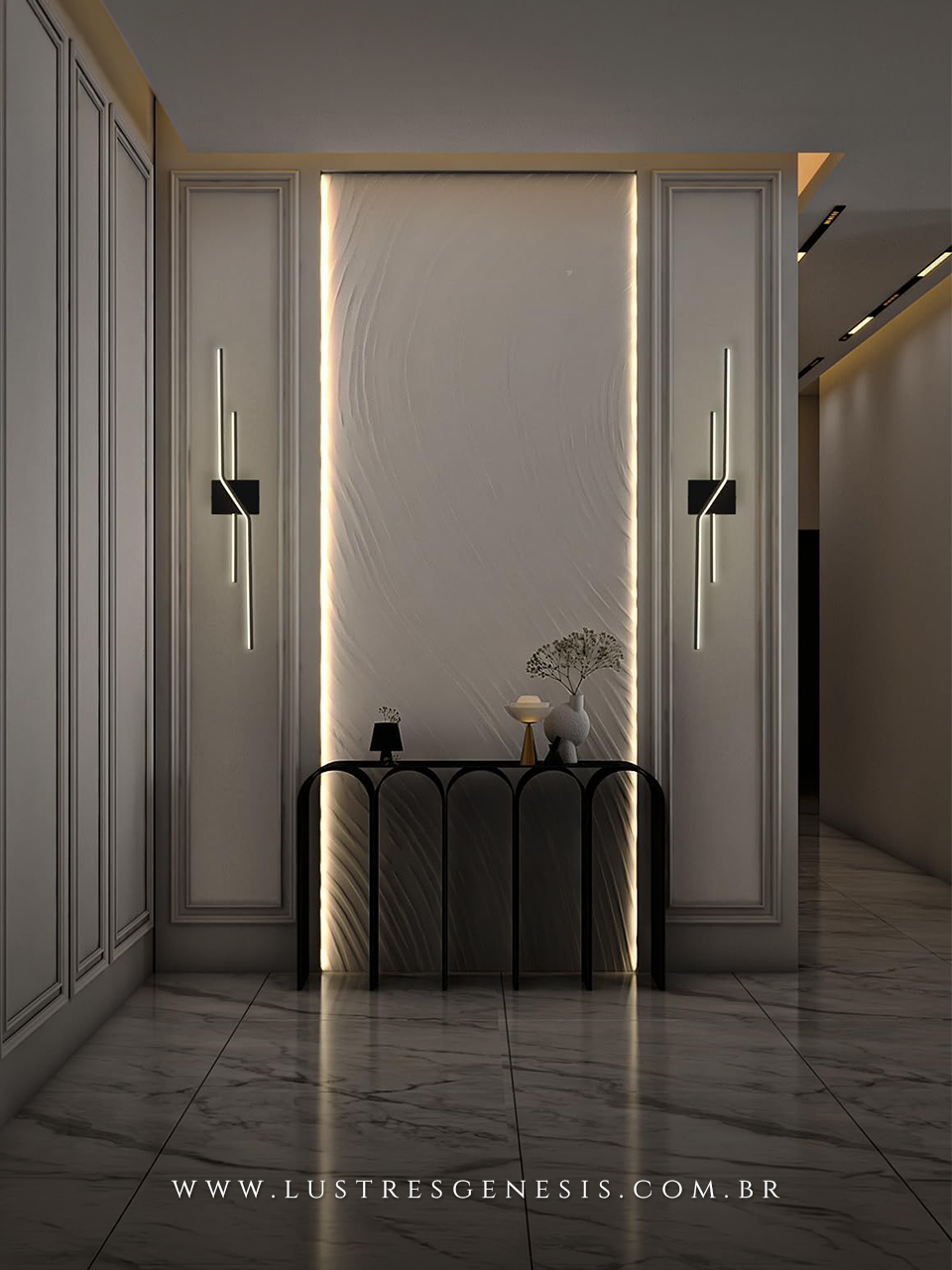 Arandela LED Moderna 60cm Design Geom&eacute;trico Metal e Acr&iacute;lico